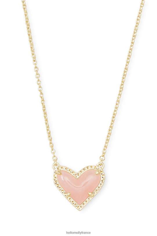 Hello Molly kendra scott ari coeur court pendentif collier or rose quartz accessoires 40222H10084