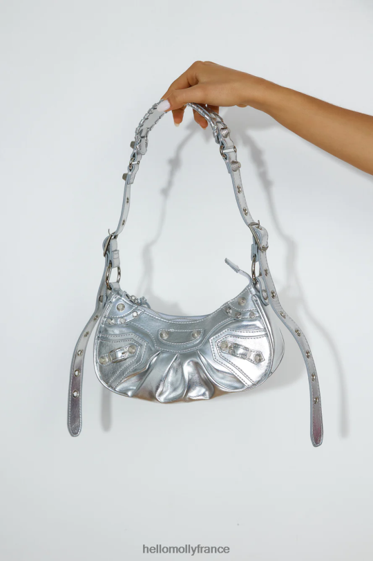 Hello Molly Billini Elly Sac à bandoulière Argenté Verni Froissé accessoires 40222H10232