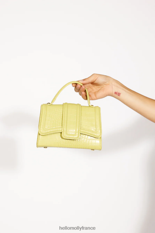 Hello Molly billini aria sac bandoulière chartreuse croco accessoires 40222H10231