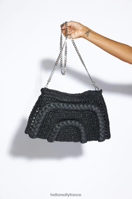 Hello Molly pochette billini ivy raphia noir accessoires 40222H10219