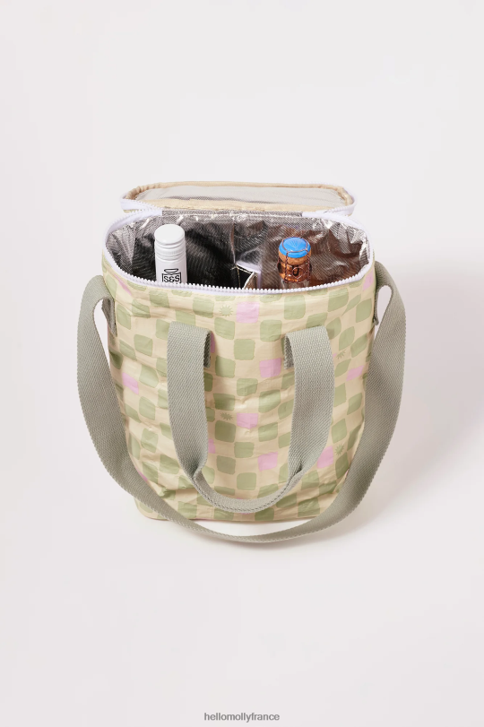 Hello Molly sac isotherme pour boissons sunnylife damier crème sauge accessoires 40222H10139