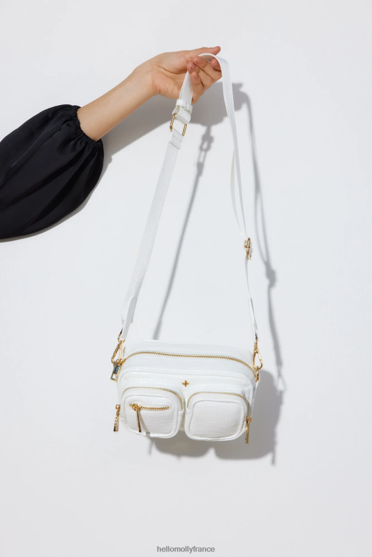 Hello Molly sac peta et jain lala croco blanc or accessoires 40222H10255