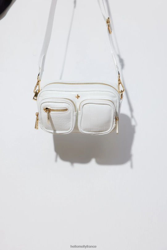 Hello Molly sac peta et jain lala croco blanc or accessoires 40222H10255