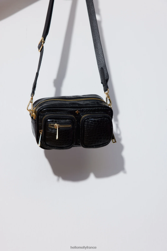 Hello Molly sac peta et jain lala noir croco or accessoires 40222H10238