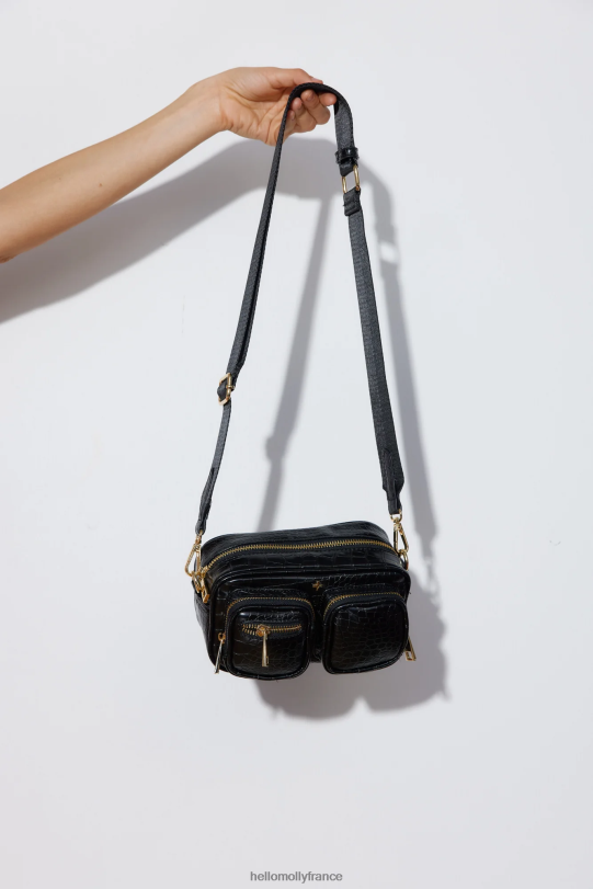 Hello Molly sac peta et jain lala noir croco or accessoires 40222H10238