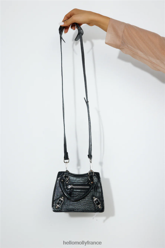 Hello Molly sac à poignée ambre billini croco noir accessoires 40222H10221