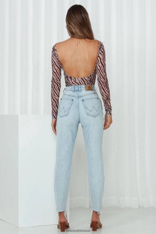 Hello Molly Wrangler a dessiné un jean avec une chaîne bleue vêtements 40222H9783