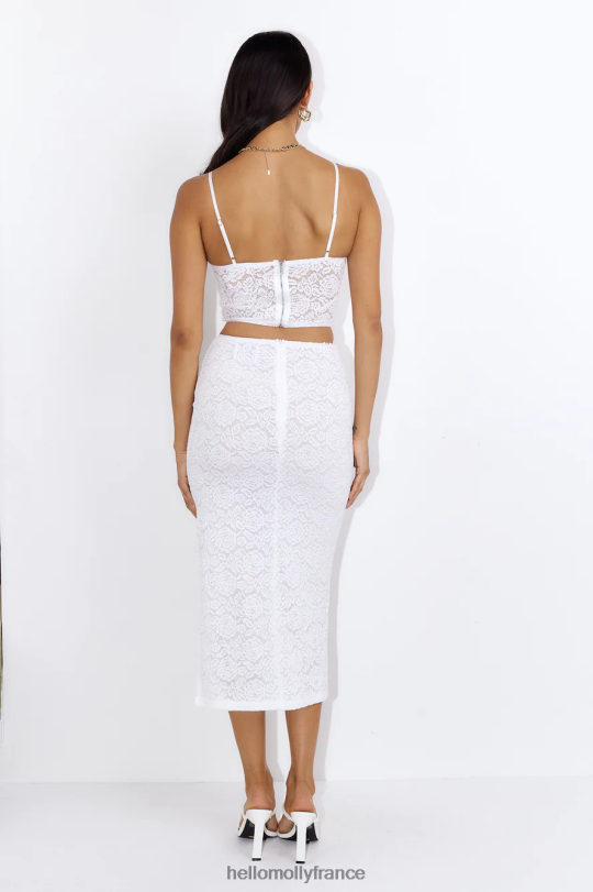 Hello Molly Allons faire la fête jupe midi en dentelle blanc vêtements 40222H9539