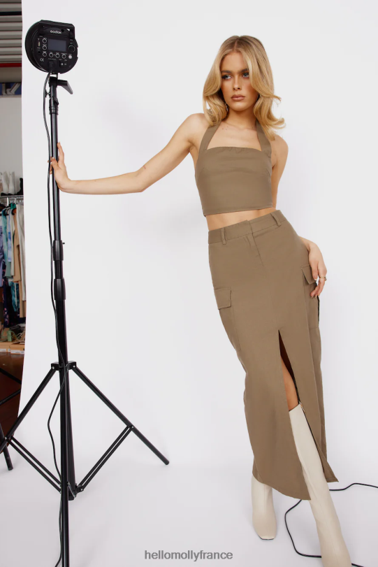 Hello Molly fashionistas only jupe midi cargo kaki vêtements 40222H9510
