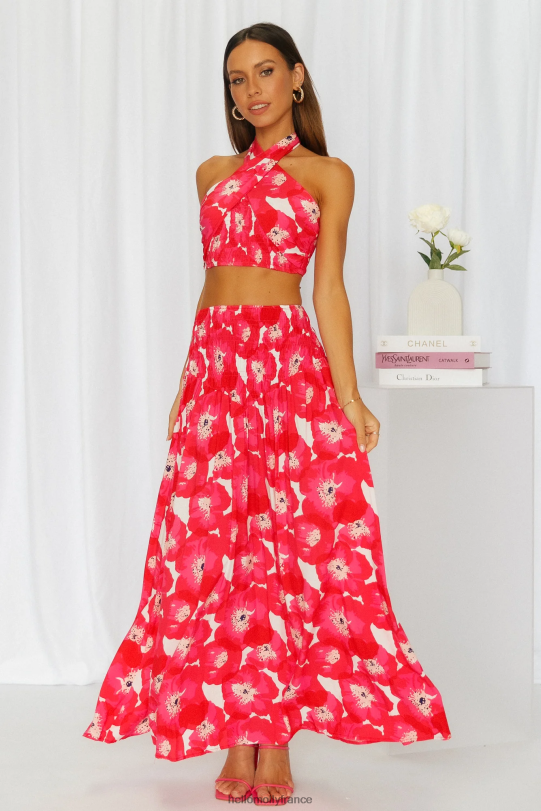 Hello Molly glisser ensuite jupe longue rouge vêtements 40222H9661