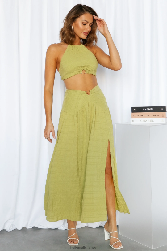Hello Molly jupe longue moments du soleil olive vêtements 40222H9182