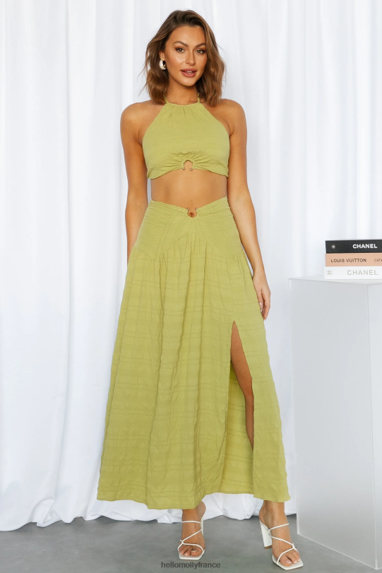 Hello Molly jupe longue moments du soleil olive vêtements 40222H9182