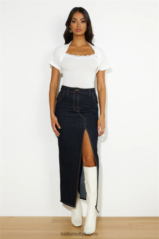 Hello Molly jupe mi-longue fendue lionne barbie denim foncé vêtements 40222H9542