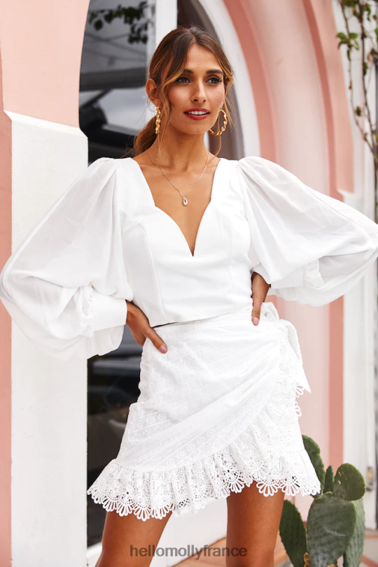 Hello Molly mini jupe blanche de tout cœur vêtements 40222H9128