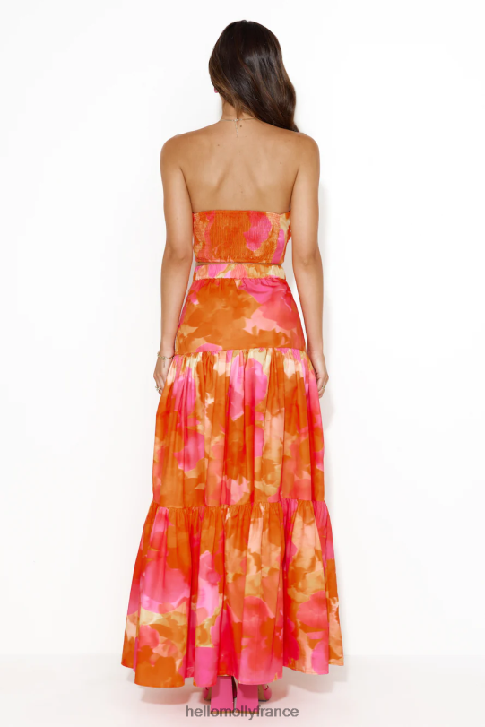 Hello Molly runaway ayla jupe longue orange fleuri vêtements 40222H9586