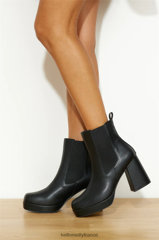 Hello Molly verali ava bottines plateforme noir lisse chaussure 40222H10018