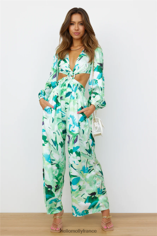 Hello Molly Combinaison bord des années 70 verte vêtements 40222H6982