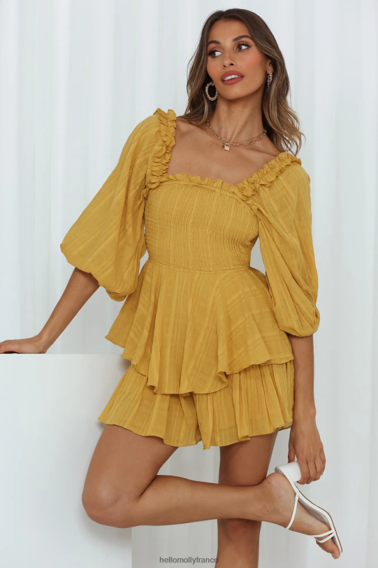 Hello Molly réfléchissez sur moi barboteuse moutarde vêtements 40222H7896