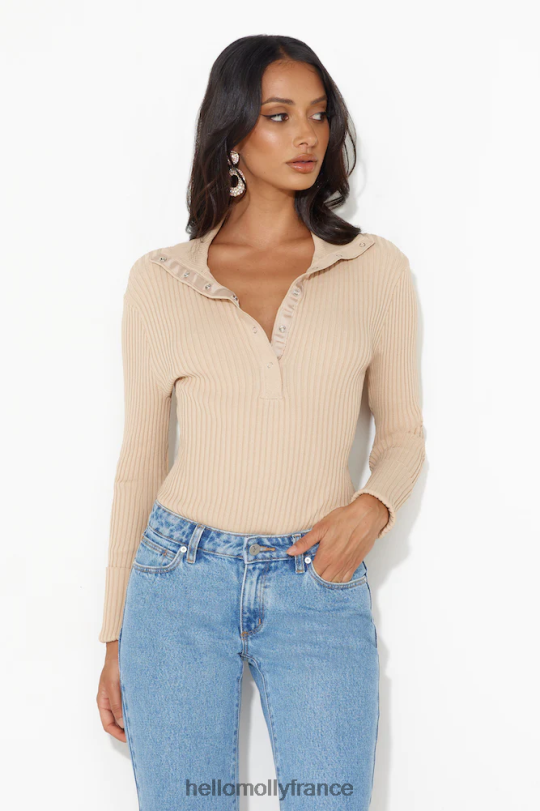 Hello Molly Crisp Days - Body côtelé à manches longues beige vêtements 40222H9076