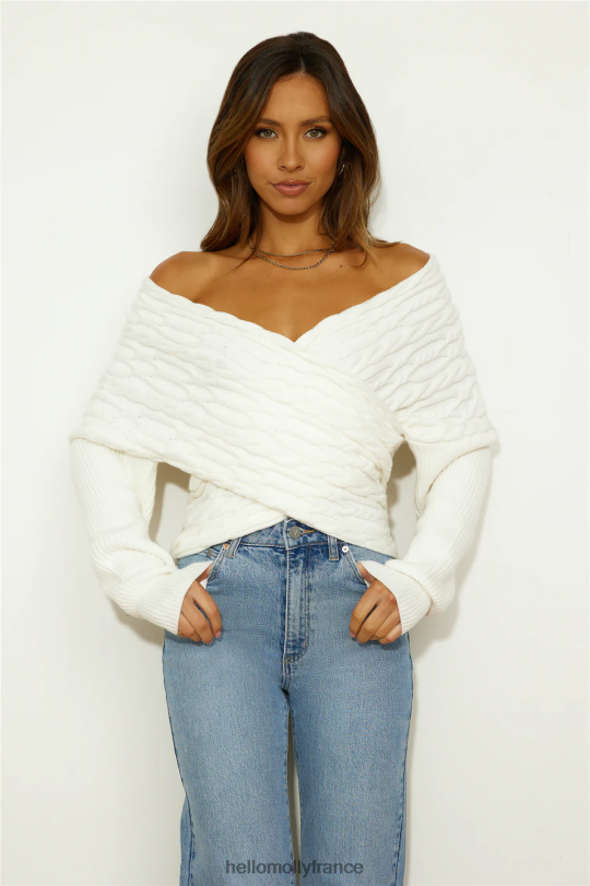 Hello Molly pull en maille torsadée blanc vêtements 40222H9078