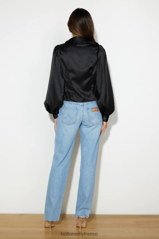 Hello Molly chemise courte en satin go smooth noir vêtements 40222H9022