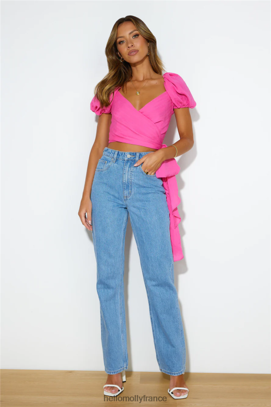 Hello Molly crop top puff puff rose vêtements 40222H8842