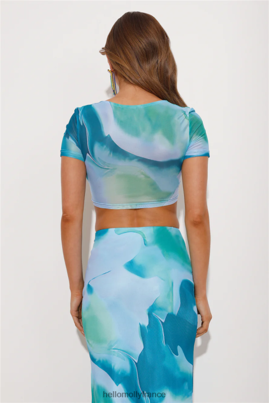Hello Molly haut court en maille festival Energy bleu vêtements 40222H8851