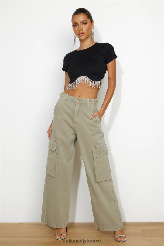 Hello Molly plus brillant haut noir vêtements 40222H8839