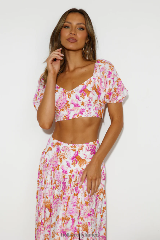 Hello Molly son crop top rose vêtements 40222H8857