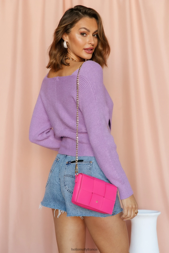 Hello Molly aligné avec toi top en tricot violet vêtements 40222H8993