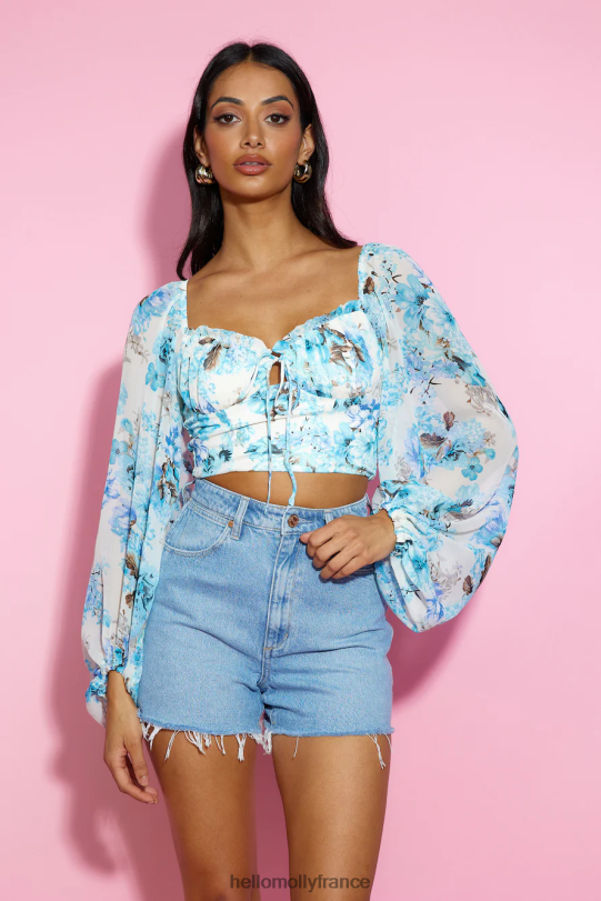 Hello Molly top court passion d\'été bleu vêtements 40222H9042