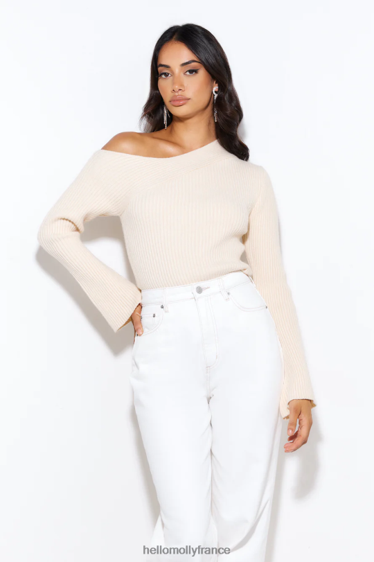 Hello Molly top tricoté date d'hiver beige vêtements 40222H9067