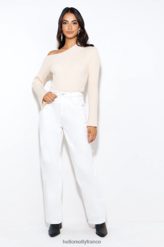 Hello Molly top tricoté date d\'hiver beige vêtements 40222H9067