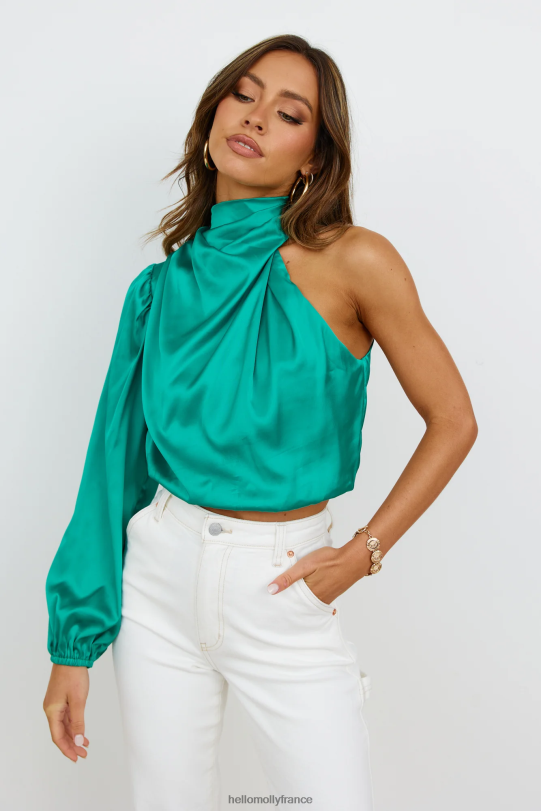 Hello Molly Love Deborah - Top court en satin vert vêtements 40222H8069