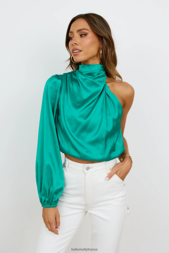 Hello Molly Love Deborah - Top court en satin vert vêtements 40222H8069
