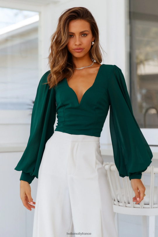 Hello Molly crop top train de nuit vert vêtements 40222H8108