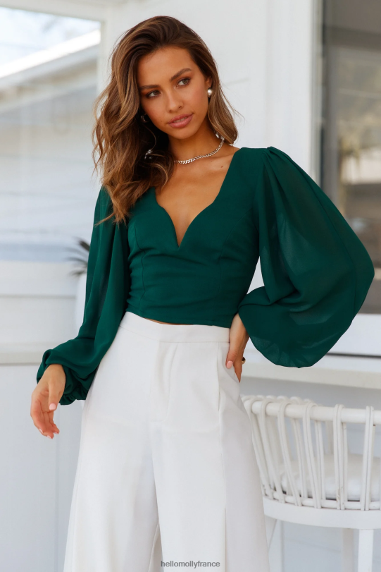 Hello Molly crop top train de nuit vert vêtements 40222H8108