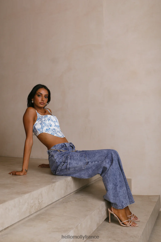 Hello Molly lionne tanis corset bleu porcelaine vêtements 40222H8393