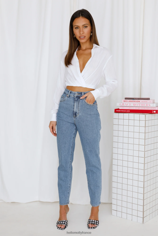 Hello Molly preppy et prêt crop blanc vêtements 40222H8027