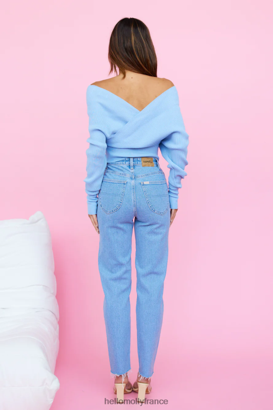 Hello Molly réfléchissez-y à deux fois top en tricot bleu vêtements 40222H8109