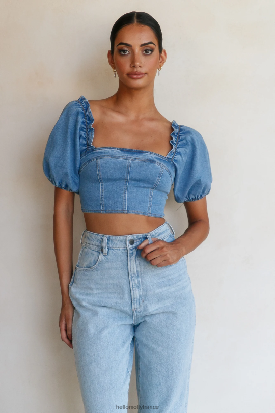 Hello Molly reculer crop bleu vêtements 40222H8396