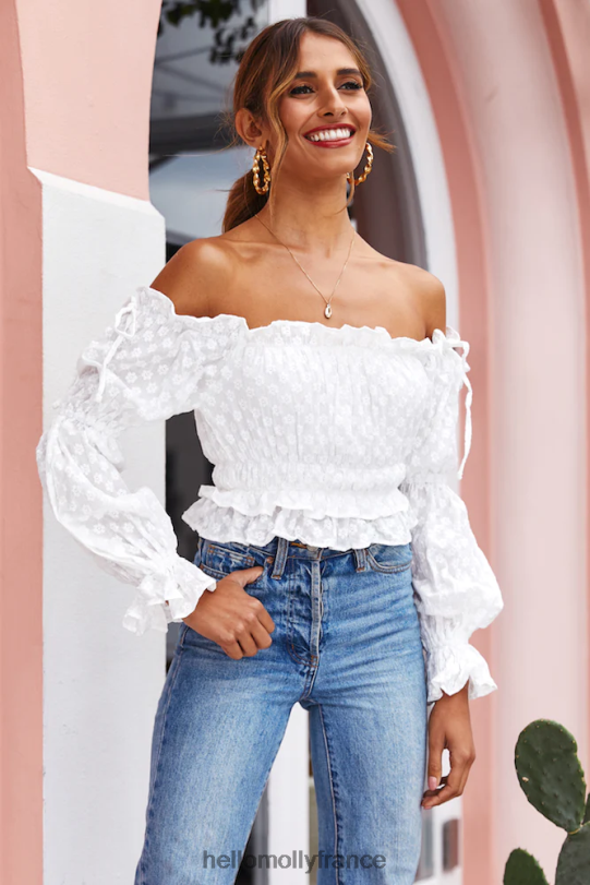 Hello Molly sur la route crop top blanc vêtements 40222H8097