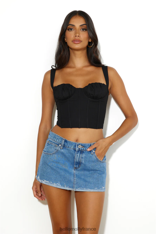 Hello Molly crop top super stylé noir vêtements 40222H8674