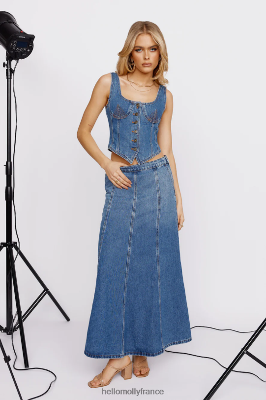 Hello Molly lionne après les heures corset bleu denim vêtements 40222H8733