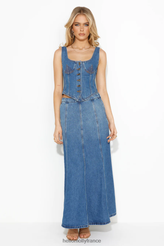 Hello Molly lionne après les heures corset bleu denim vêtements 40222H8733