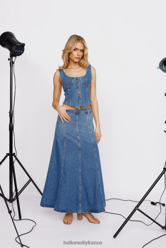 Hello Molly lionne après les heures corset bleu denim vêtements 40222H8733