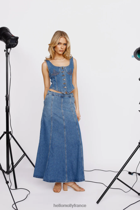 Hello Molly lionne après les heures corset bleu denim vêtements 40222H8733