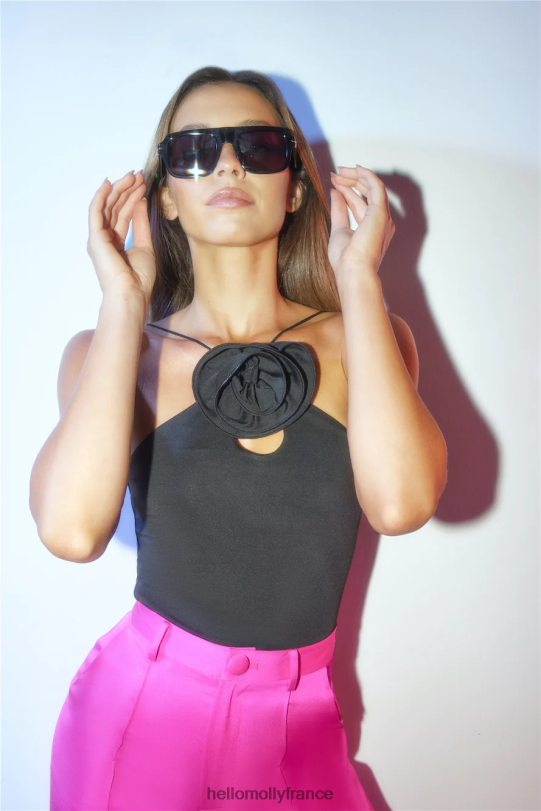 Hello Molly nuits de cocktails crop top noir vêtements 40222H8602