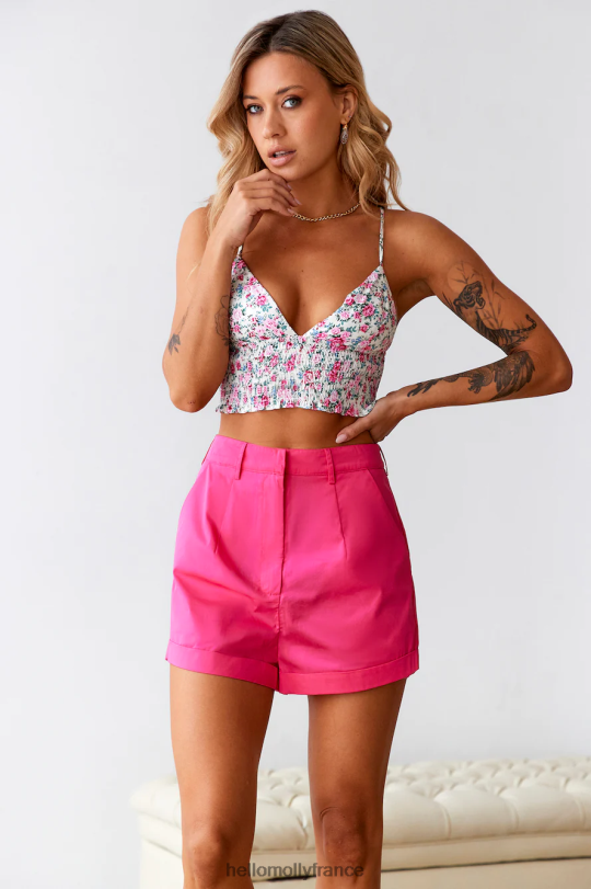 Hello Molly épanouissement fleur crop top rose vêtements 40222H8568