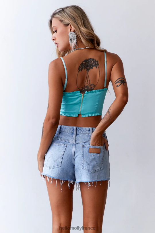 Hello Molly rêve en haut en soie aqua vêtements 40222H8735